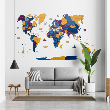 3D Wooden World Map Waterpark