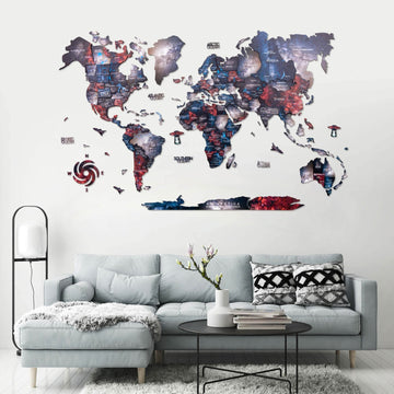 3D Wooden World Map Alcor