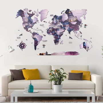 3D Wooden World Map Sirius
