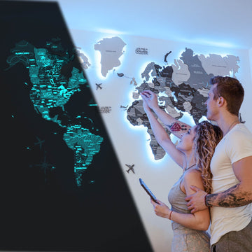 3D LED / LUMINOUS Wooden World Map 3.0 Nordik