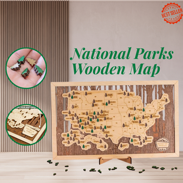National Parks Wooden Map – Your American Dream Checklist