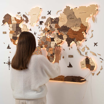 3D LED Wooden World Map 3.0 Multicolor