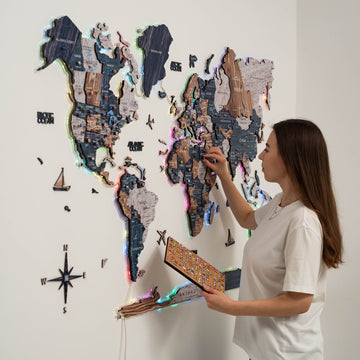 3D LUMINOUS LED Wooden World Map 2.0 Mystery