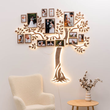 Wooden Led Family Tree - Starlight