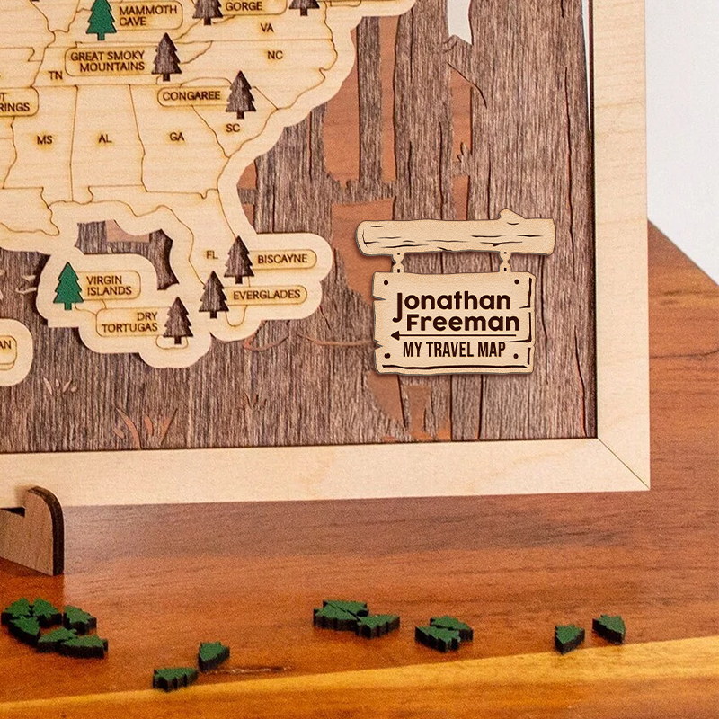 National Parks Wooden Map – Your American Dream Checklist