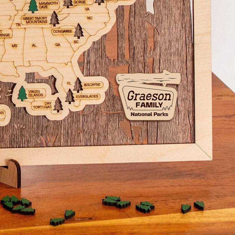 National Parks Wooden Map – Your American Dream Checklist