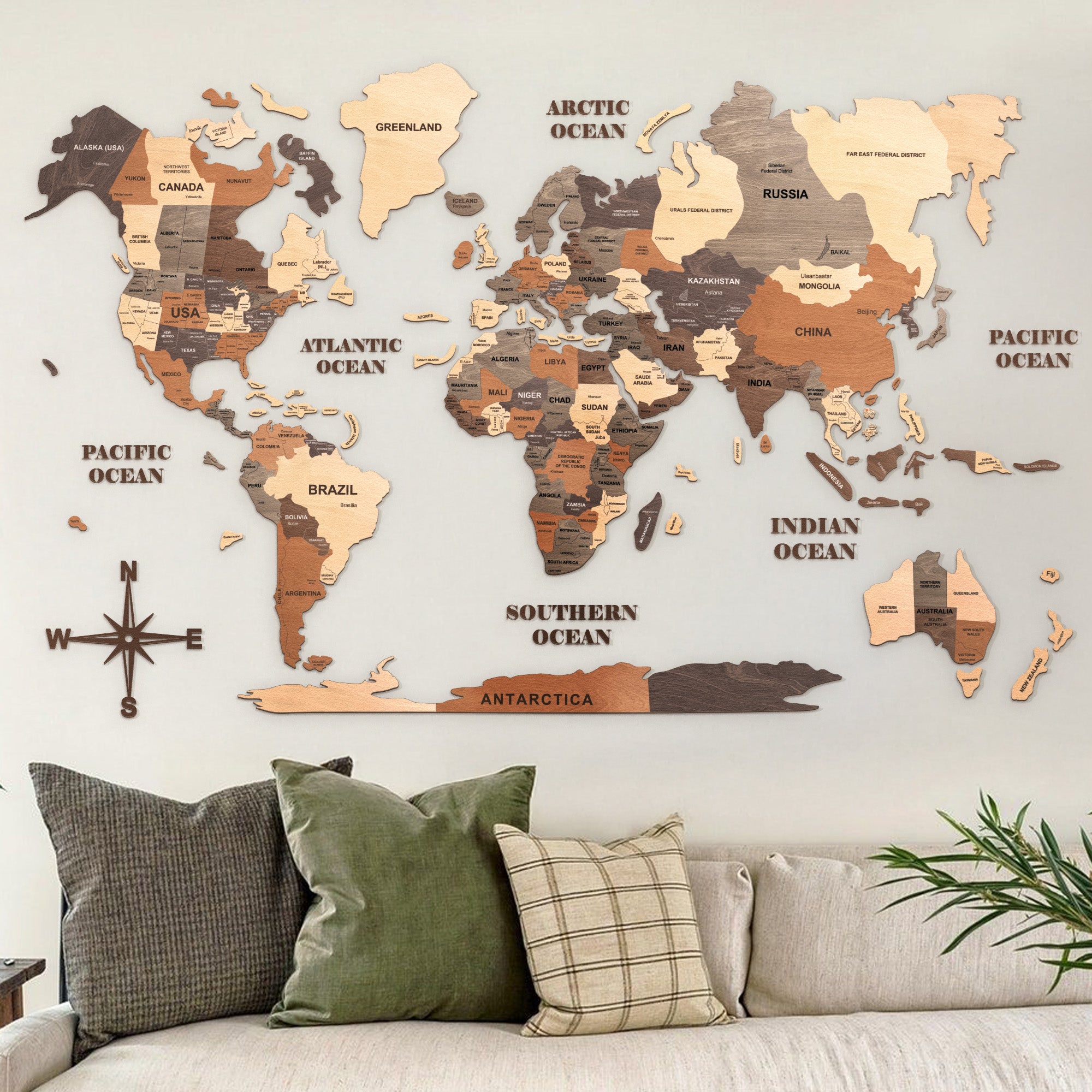 The World Wooden Map (Made in USA)
