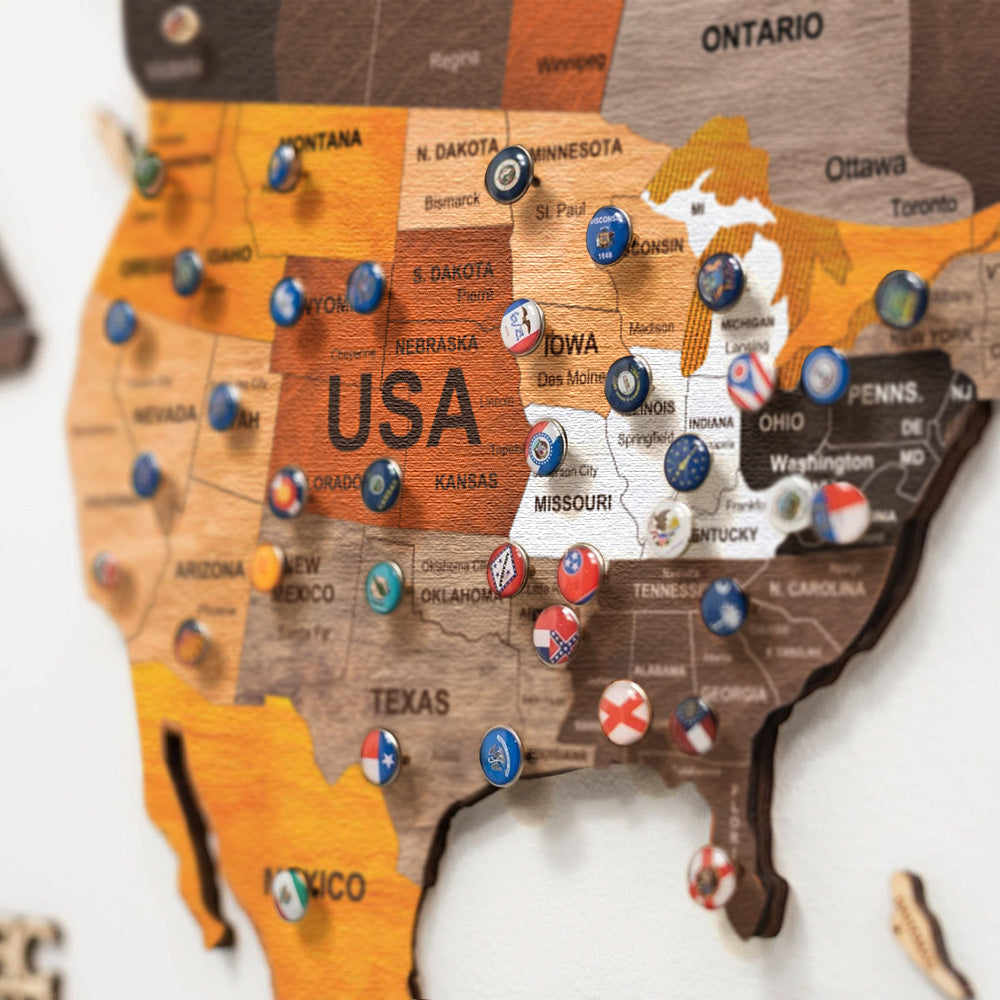 The World Wooden Map (Made in USA)