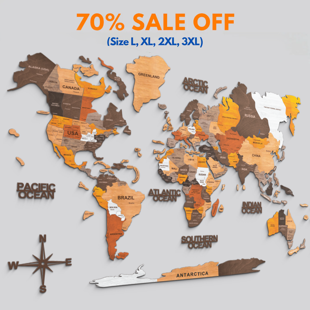 The World Wooden Map (Made in USA)