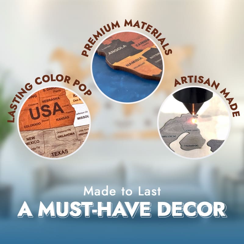 The World Wooden Map (Made in USA)