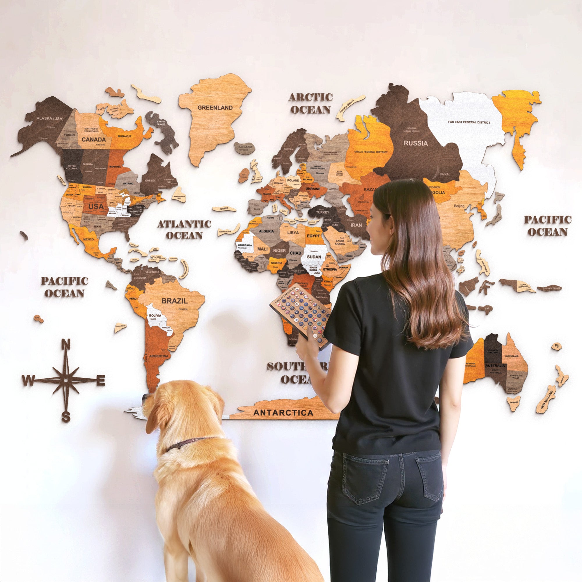 The World Wooden Map (Made in USA)