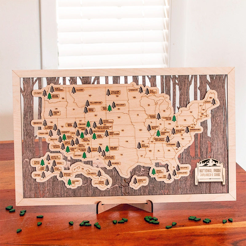 National Parks Wooden Map – Your American Dream Checklist