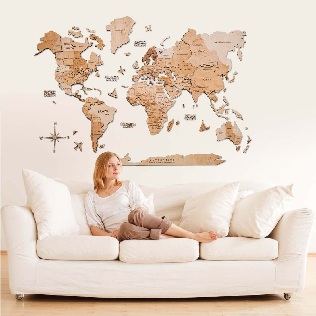 The World Wooden Map (Made in USA)