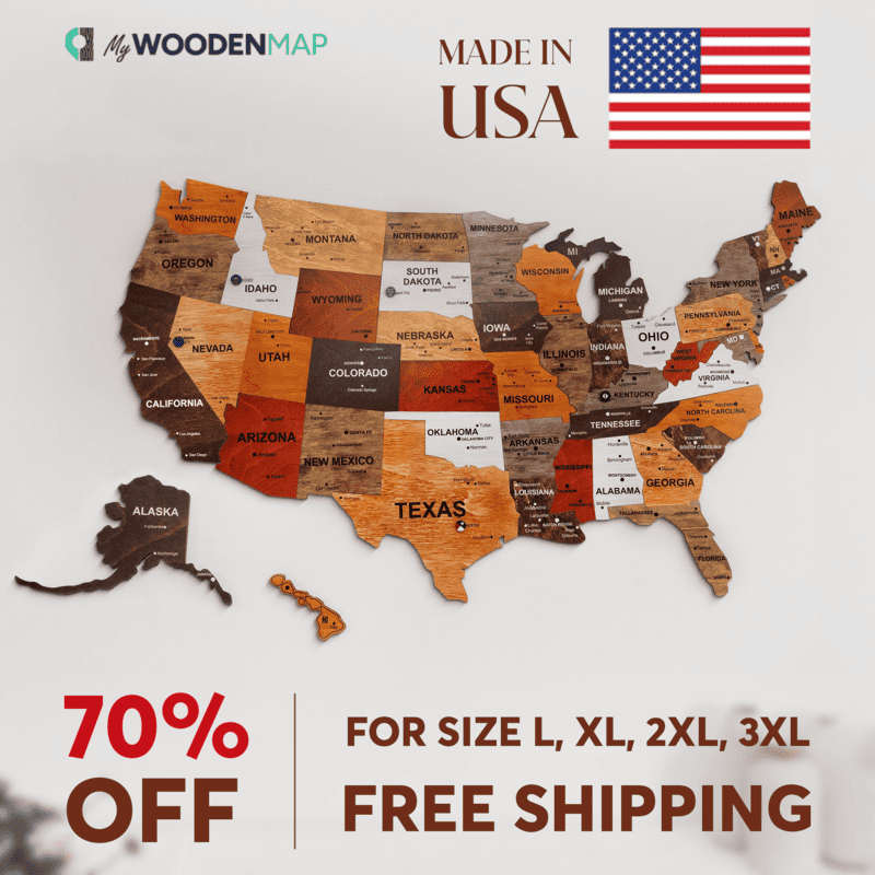3D United States Wooden Map Puzzle Made in the USA — by American artisans in Dallas, TX