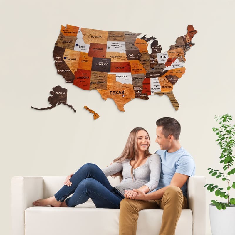 3D United States Wooden Map Puzzle Made in the USA — by American artisans in Dallas, TX