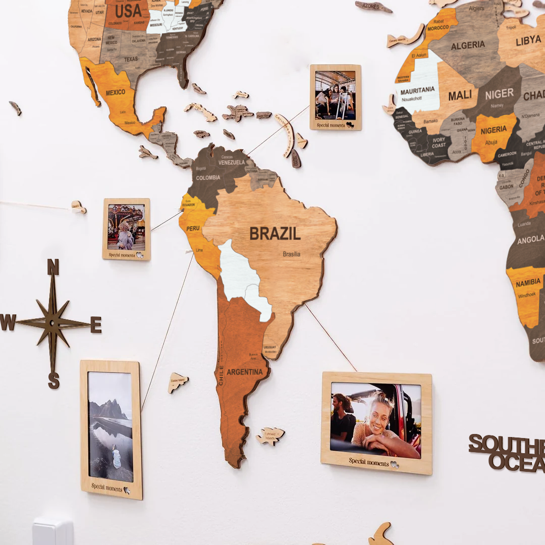 The World Wooden Map (Made in USA)