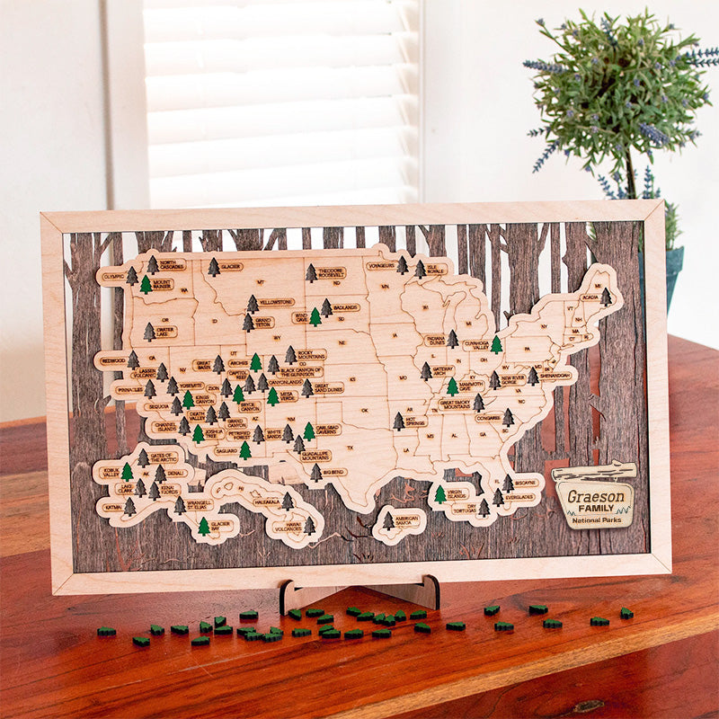National Parks Wooden Map – Your American Dream Checklist