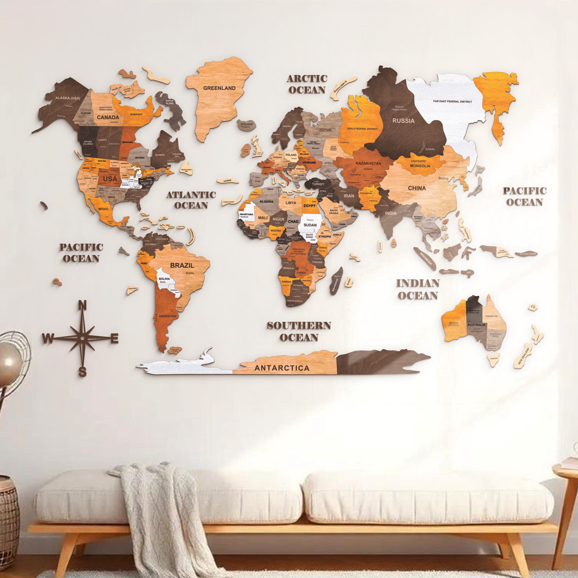 The World Wooden Map (Made in USA)