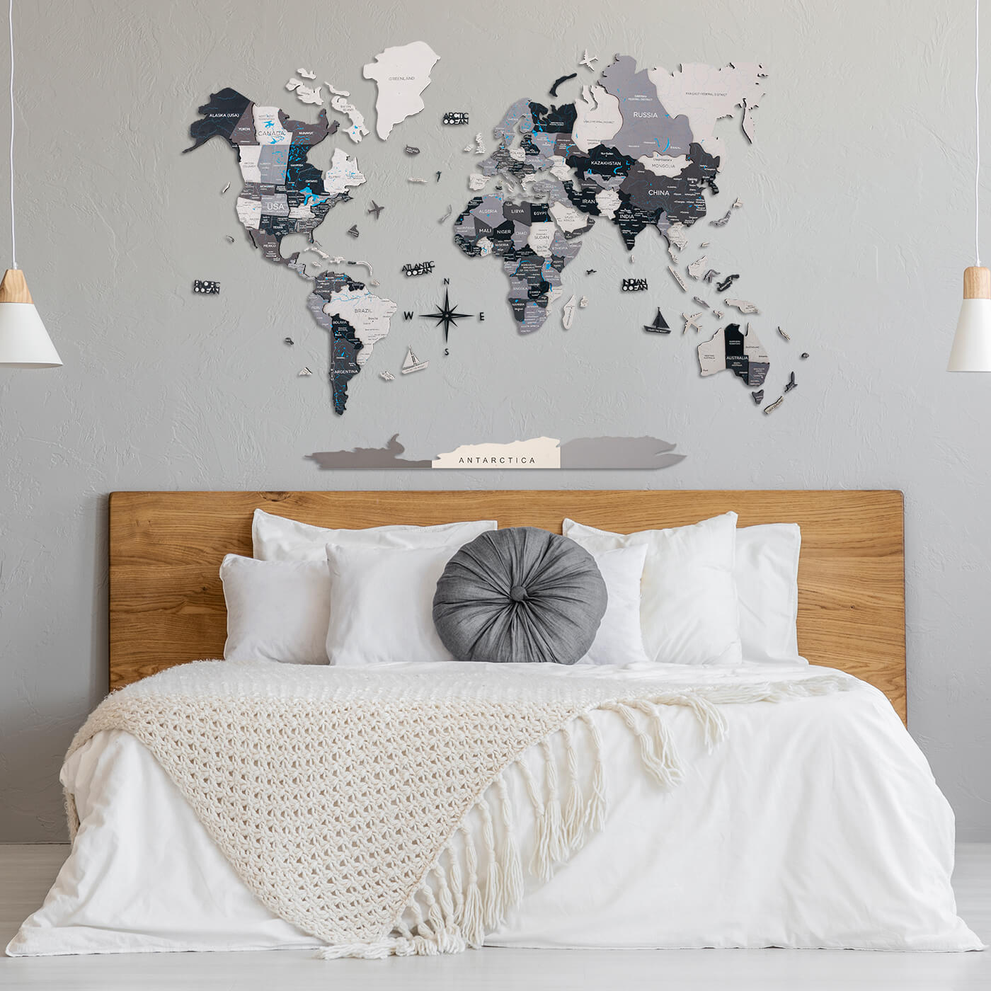 2D Wooden World Map Nordik