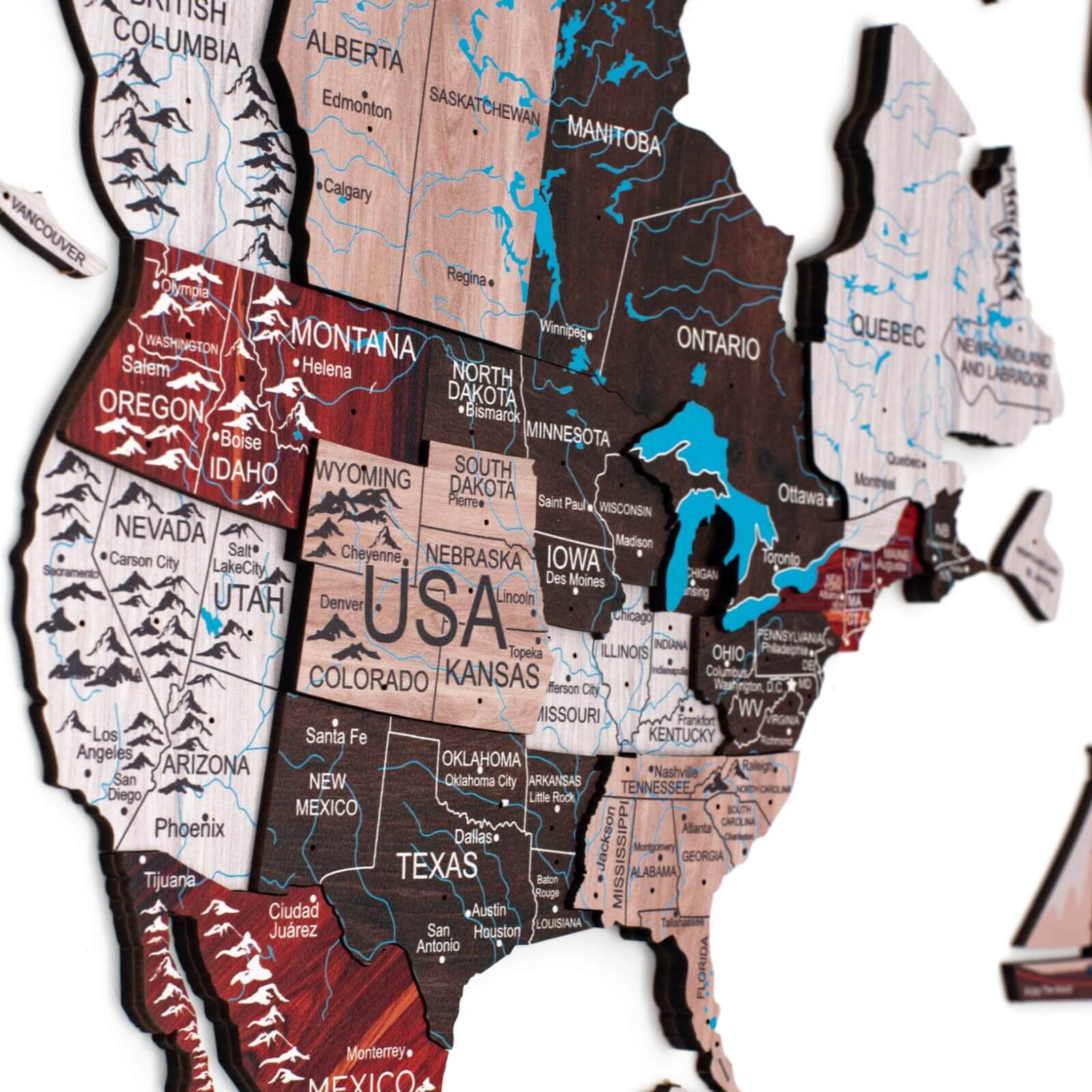 3D Wooden World Map Urban