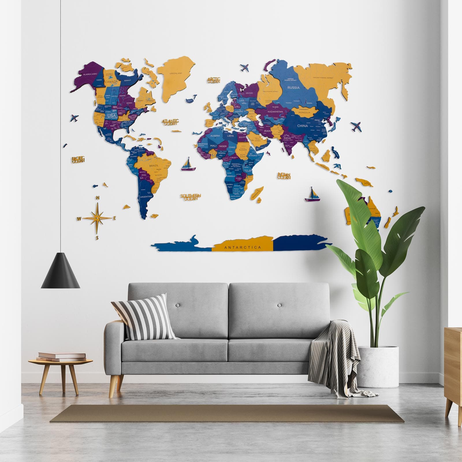 3D Wooden World Map Waterpark
