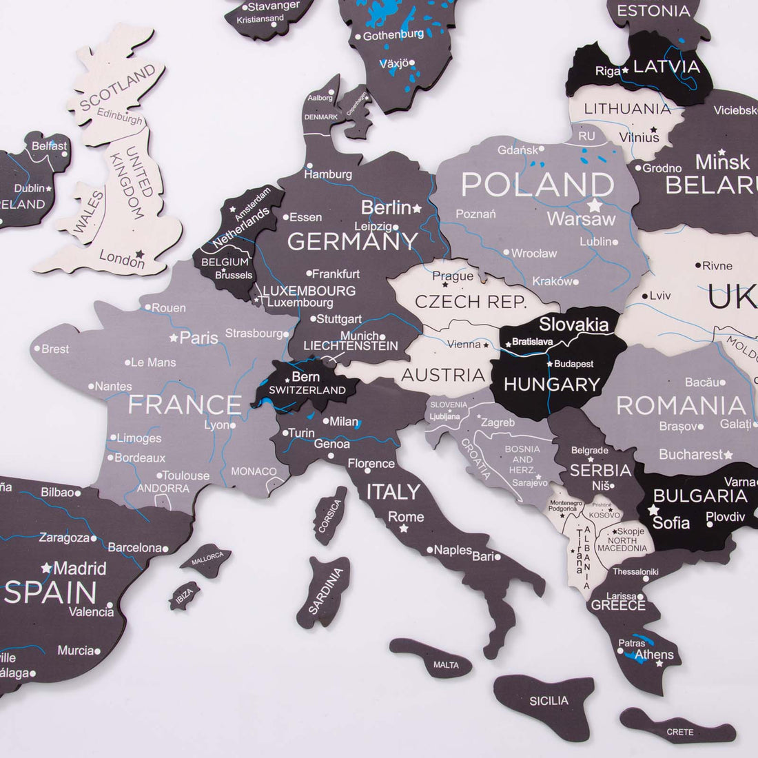 3D Europe Wooden Map Nordik