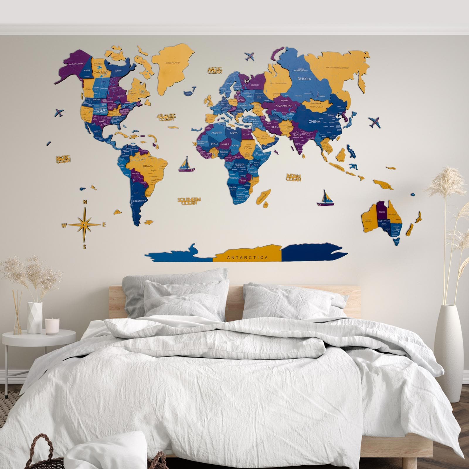 3D Wooden World Map Waterpark