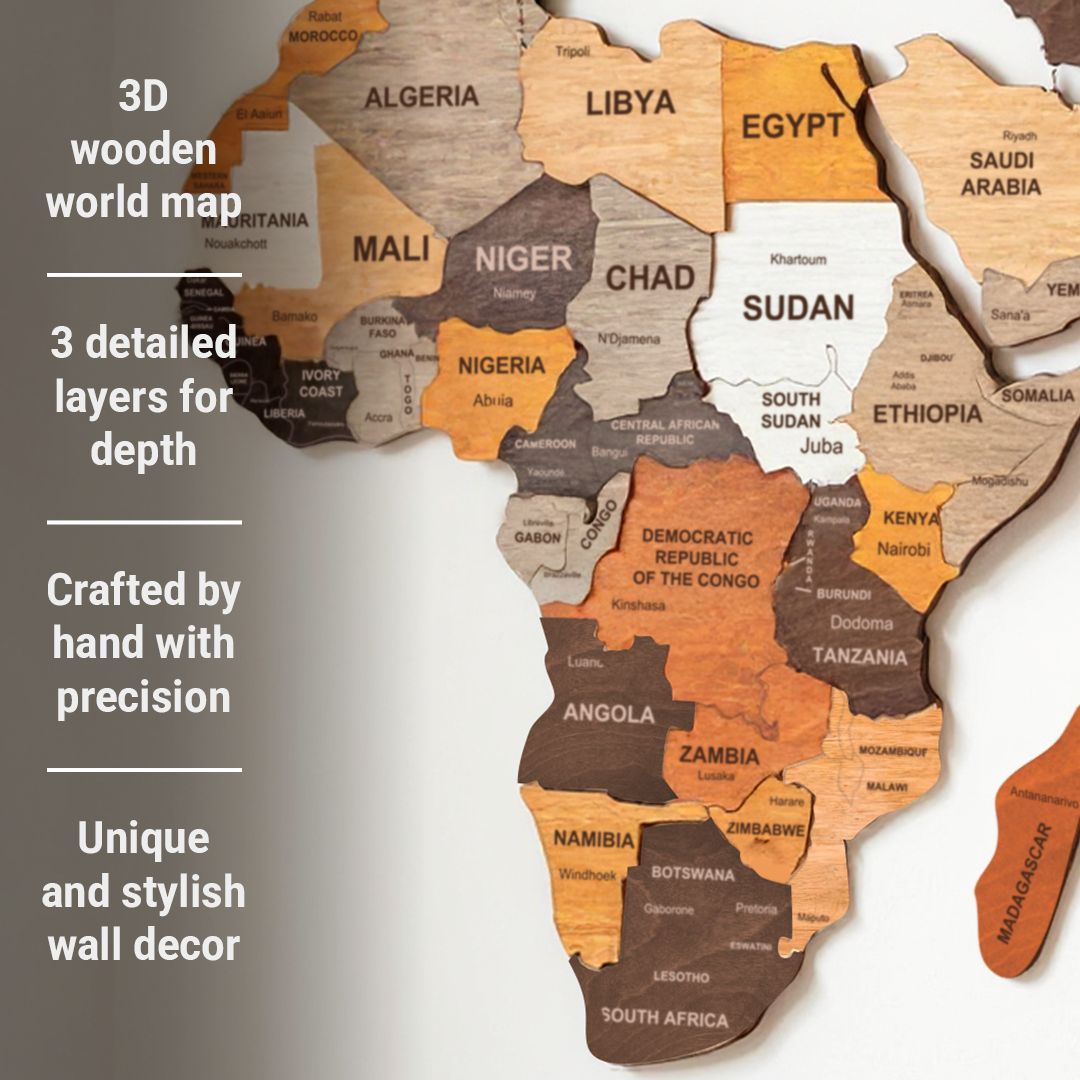 The World Wooden Map (Made in USA)