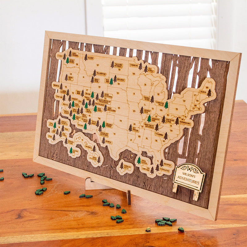National Parks Wooden Map – Your American Dream Checklist