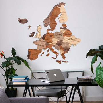 3D Europe Wooden Map Multicolor