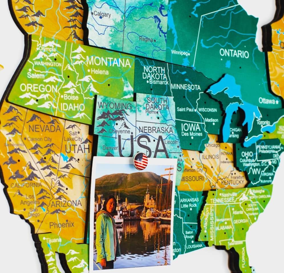 3D Wooden World Map Surface