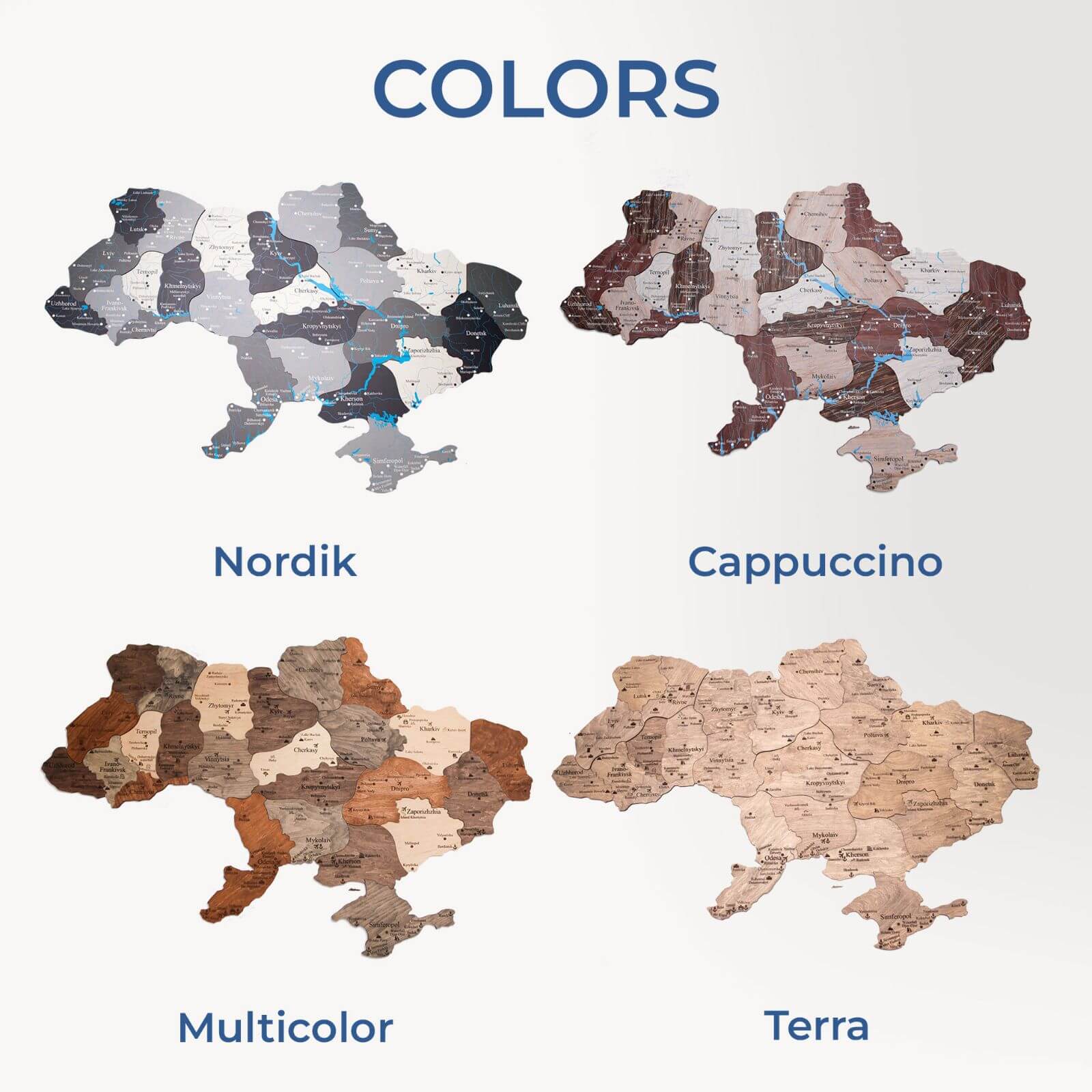 Wooden Map of Ukraine Nordik