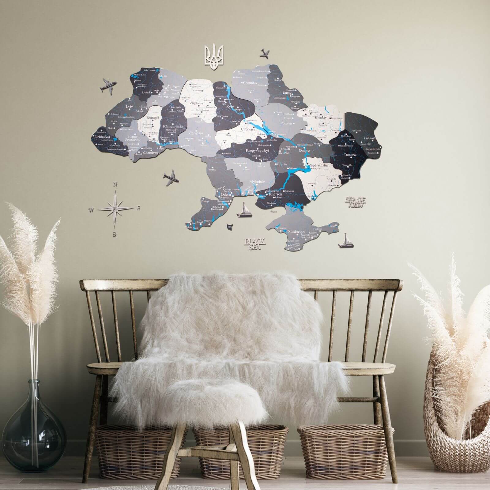 Wooden Map of Ukraine Nordik