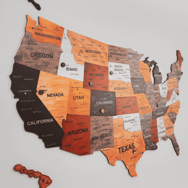 The United States & World Wooden Map Puzzle Full Packed (Made in USA)