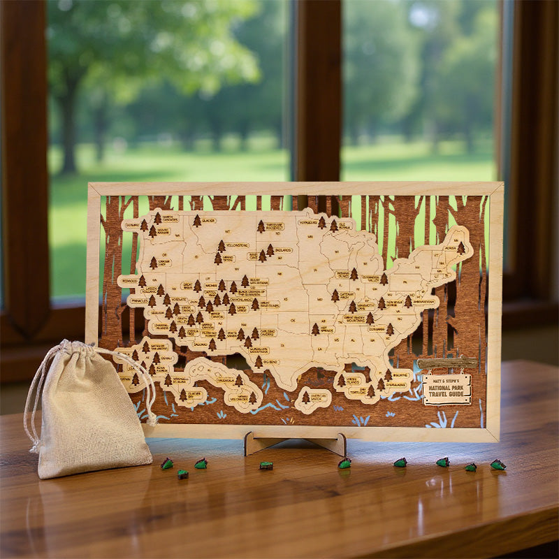 National Parks Wooden Map – Your American Dream Checklist