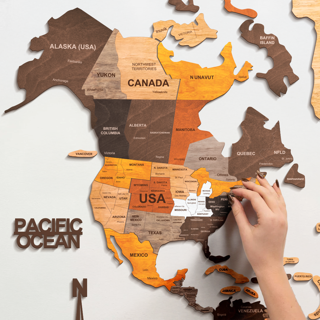 The World Wooden Map (Made in USA)