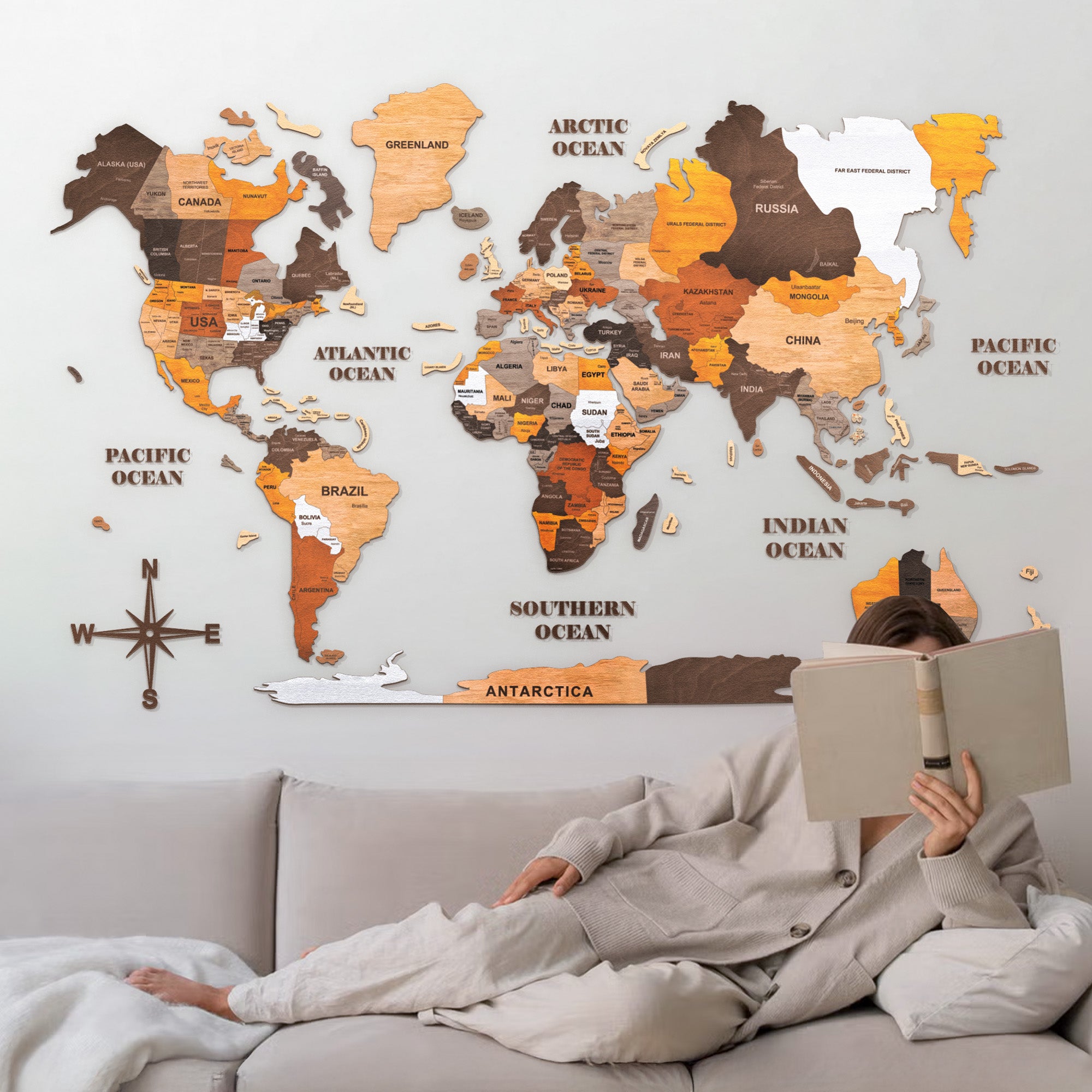 The World Wooden Map (Made in USA)