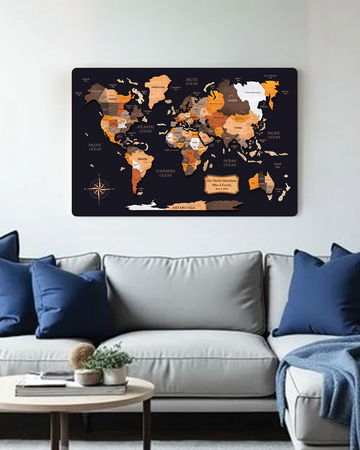 Personalized 3D Wooden World Travel Map Wall Decor, Wall Art, Explore Your Journey!