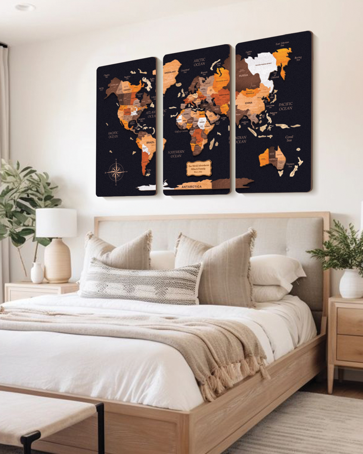 Personalized 3D Wooden World Travel Map Wall Decor, Wall Art, Explore Your Journey!