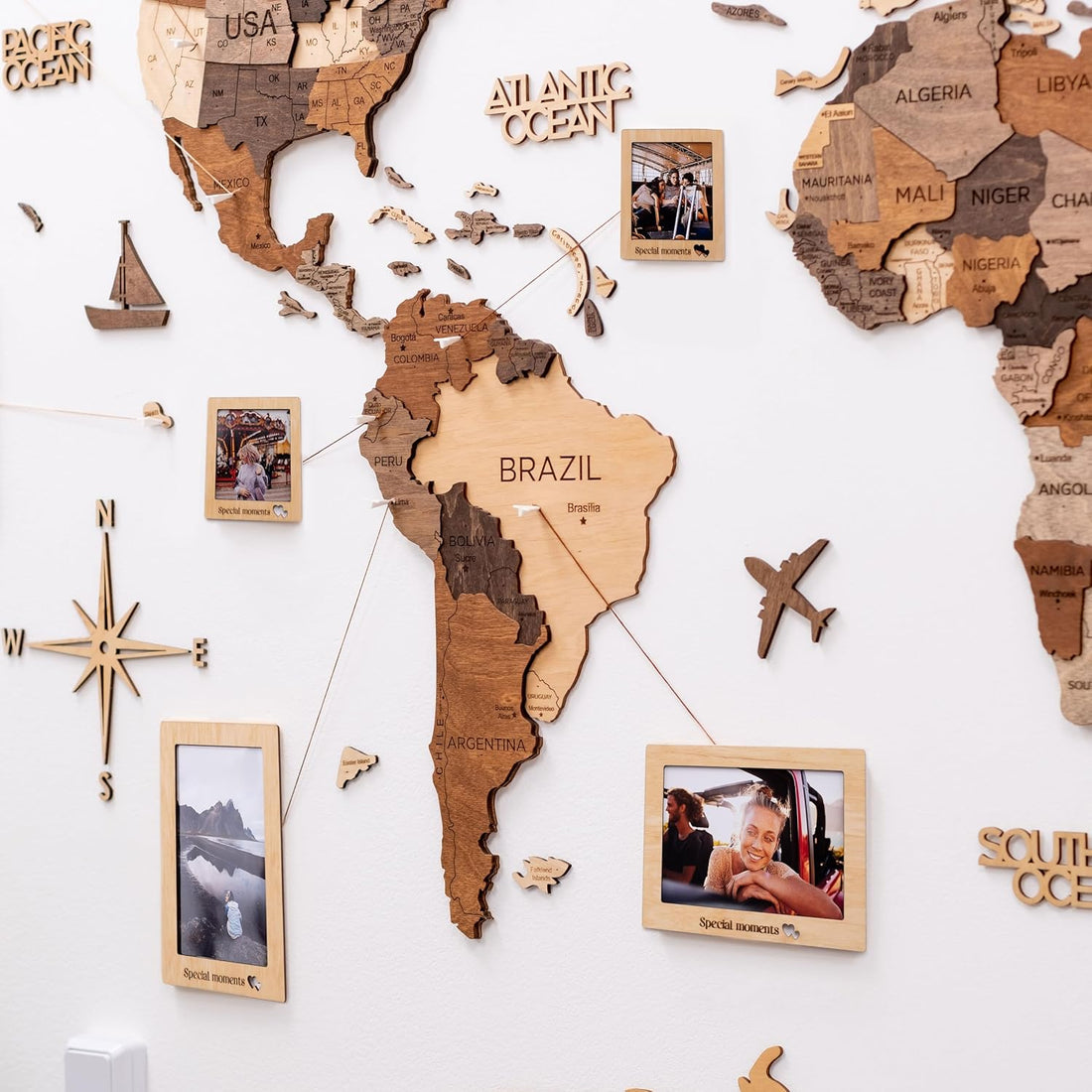 The 3D Wooden Travel World Map (Made in USA)