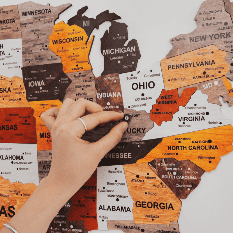 The United States & World Wooden Map Puzzle Full Packed (Made in USA)