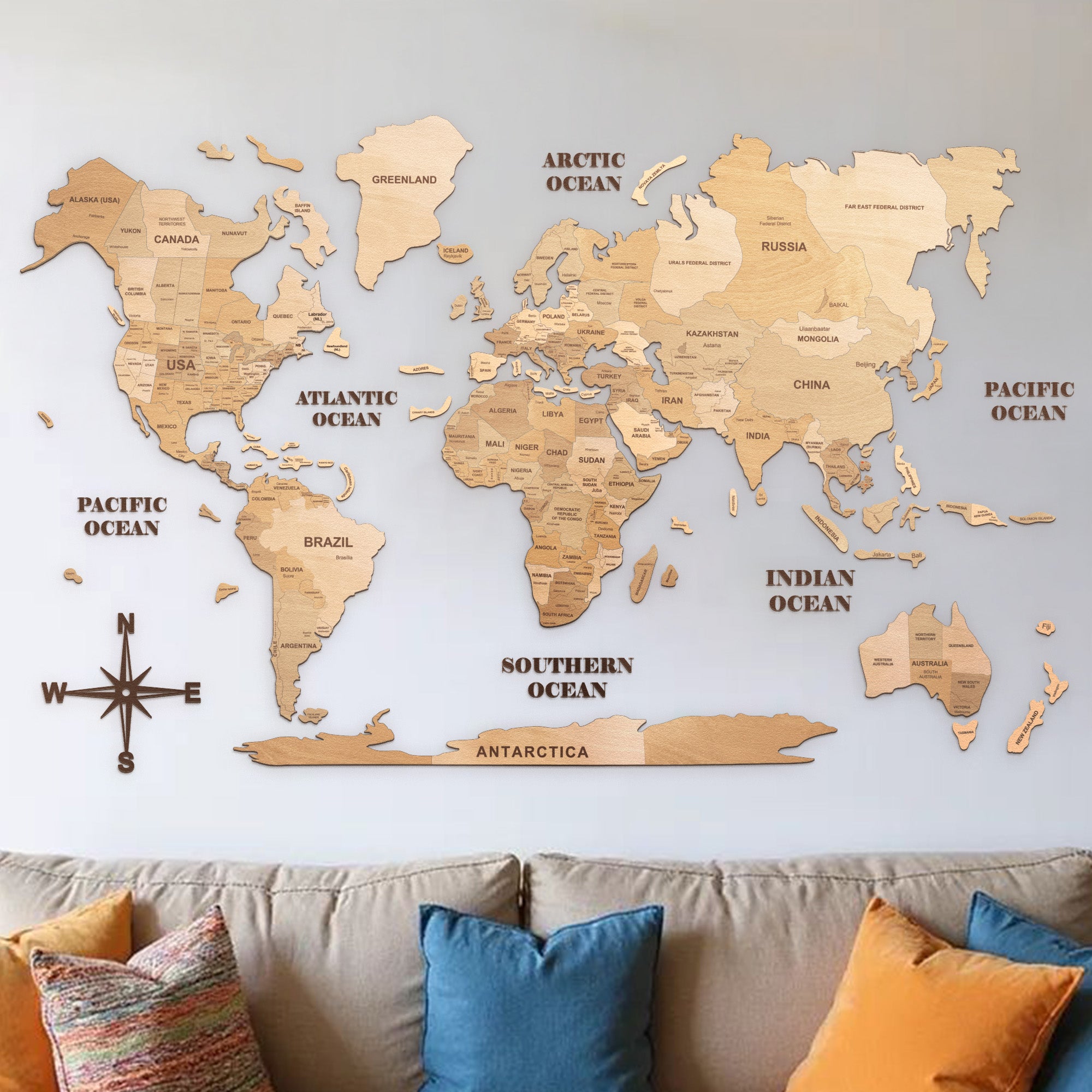 The World Wooden Map (Made in USA)