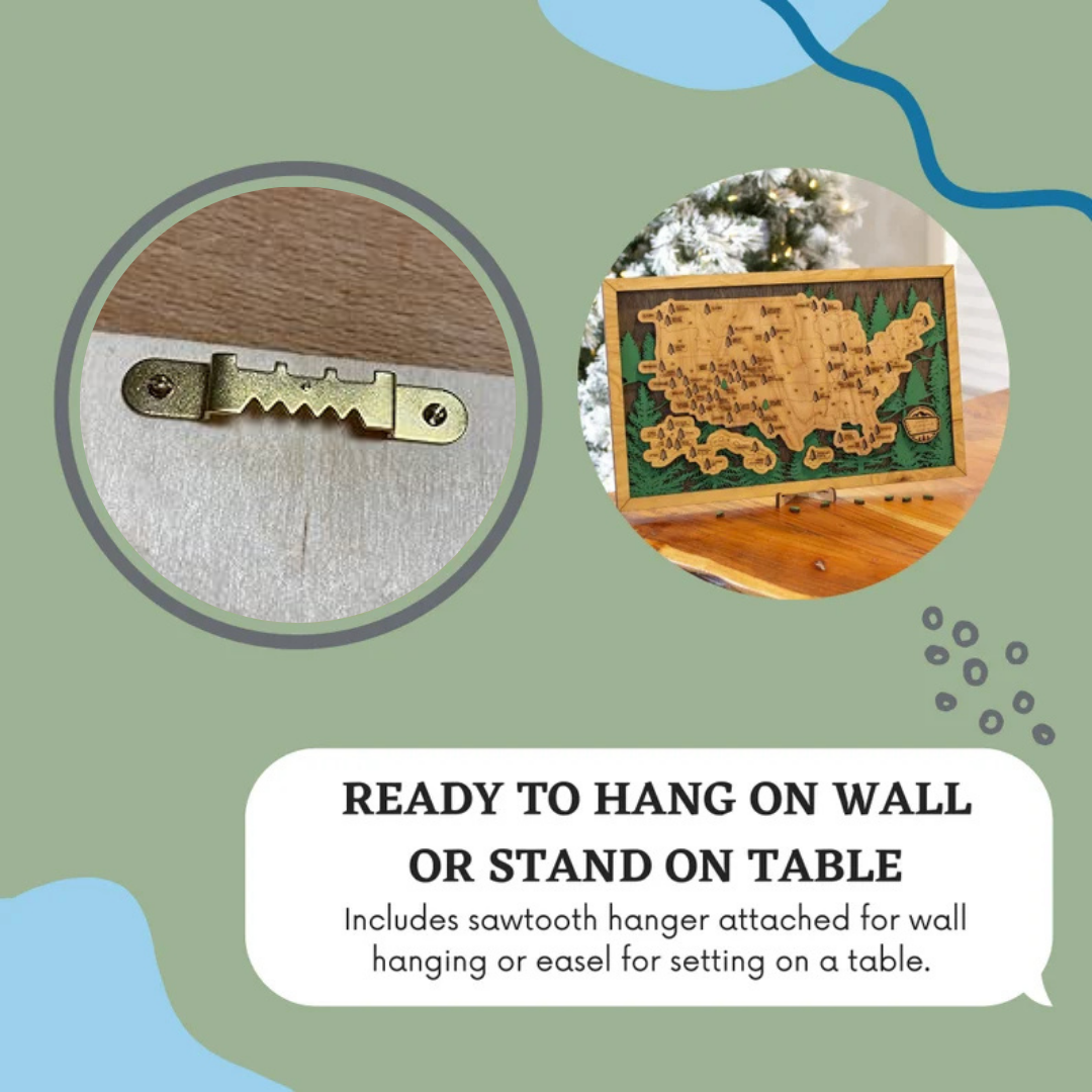 National Parks Wooden Map – Your American Dream Checklist