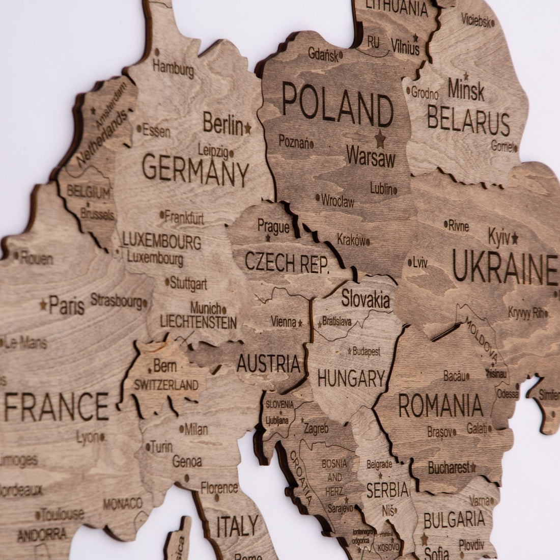 3D Europe Wooden Map Terra