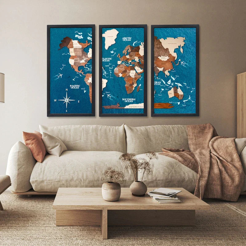 The 3D Wooden Travel World Map (Made in USA)