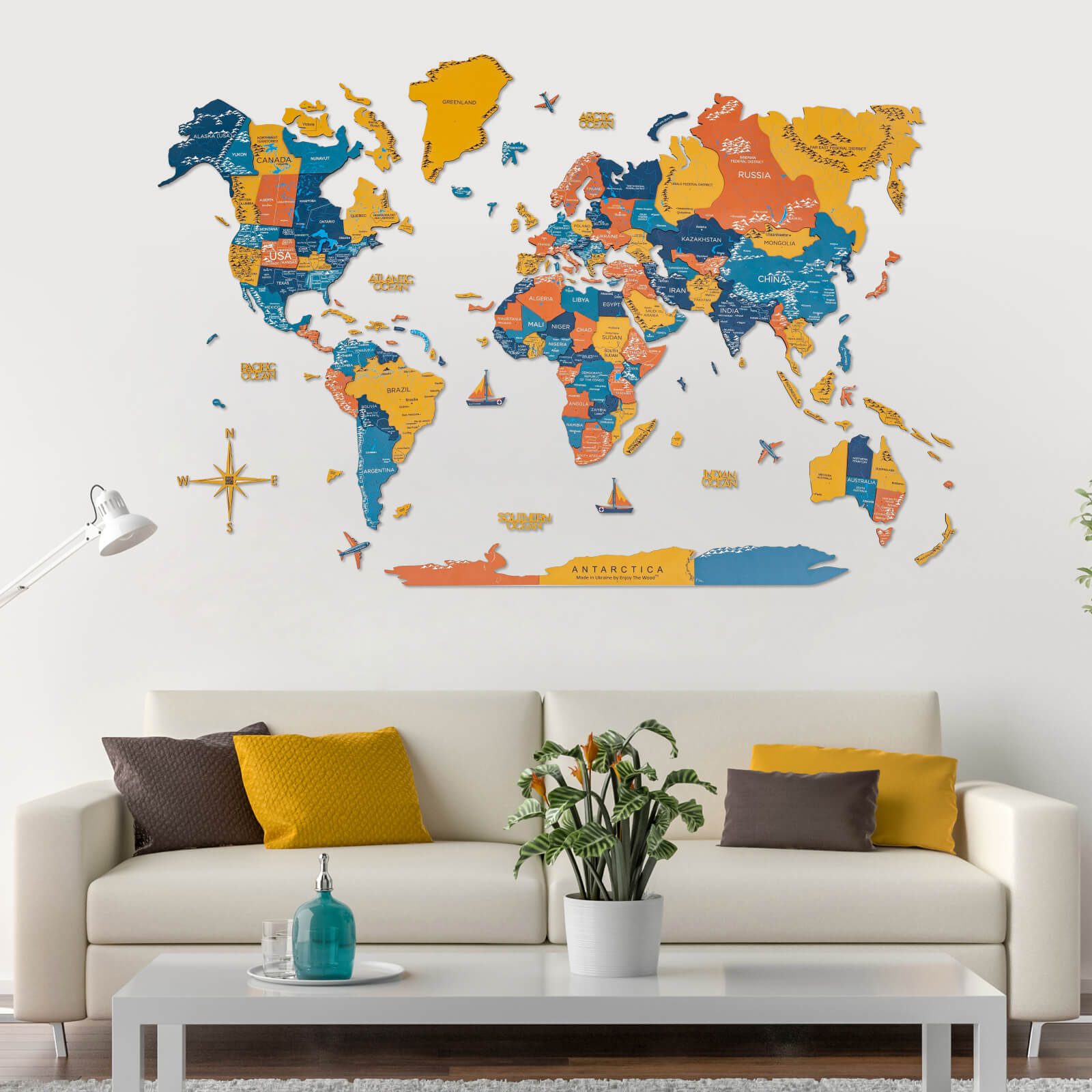 3D Wooden World Map Indie