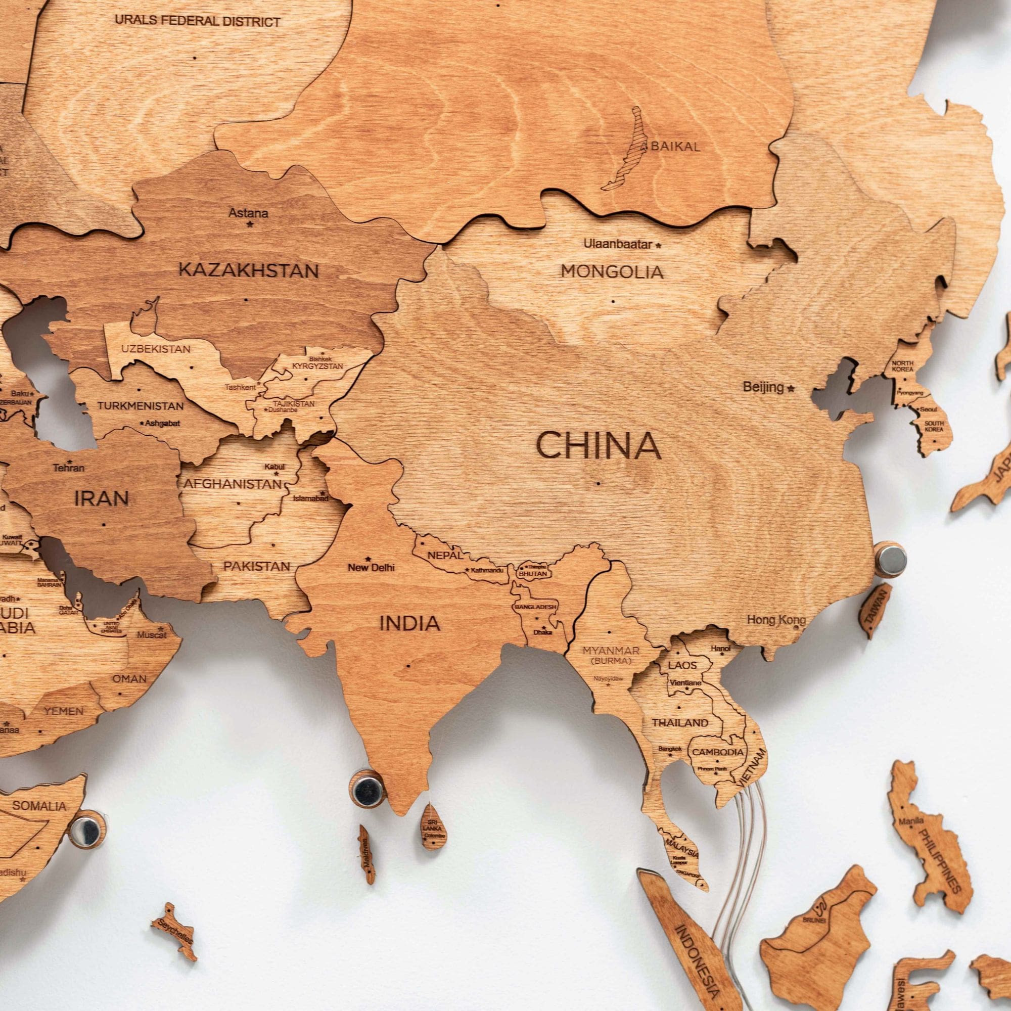 3D LED Wooden World Map 3.0 Oak