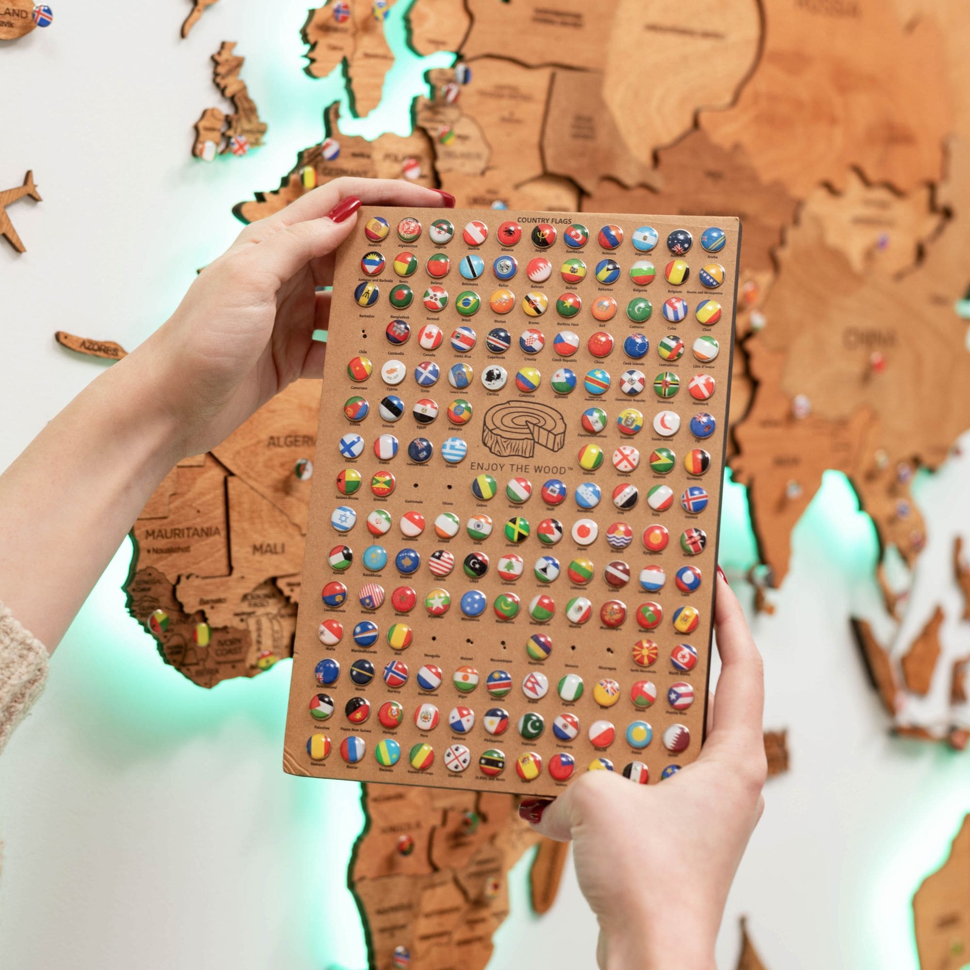 3D LED Wooden World Map 3.0 Oak