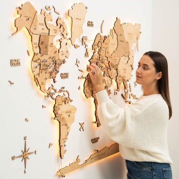 3D LED Wooden World Map 3.0 Light