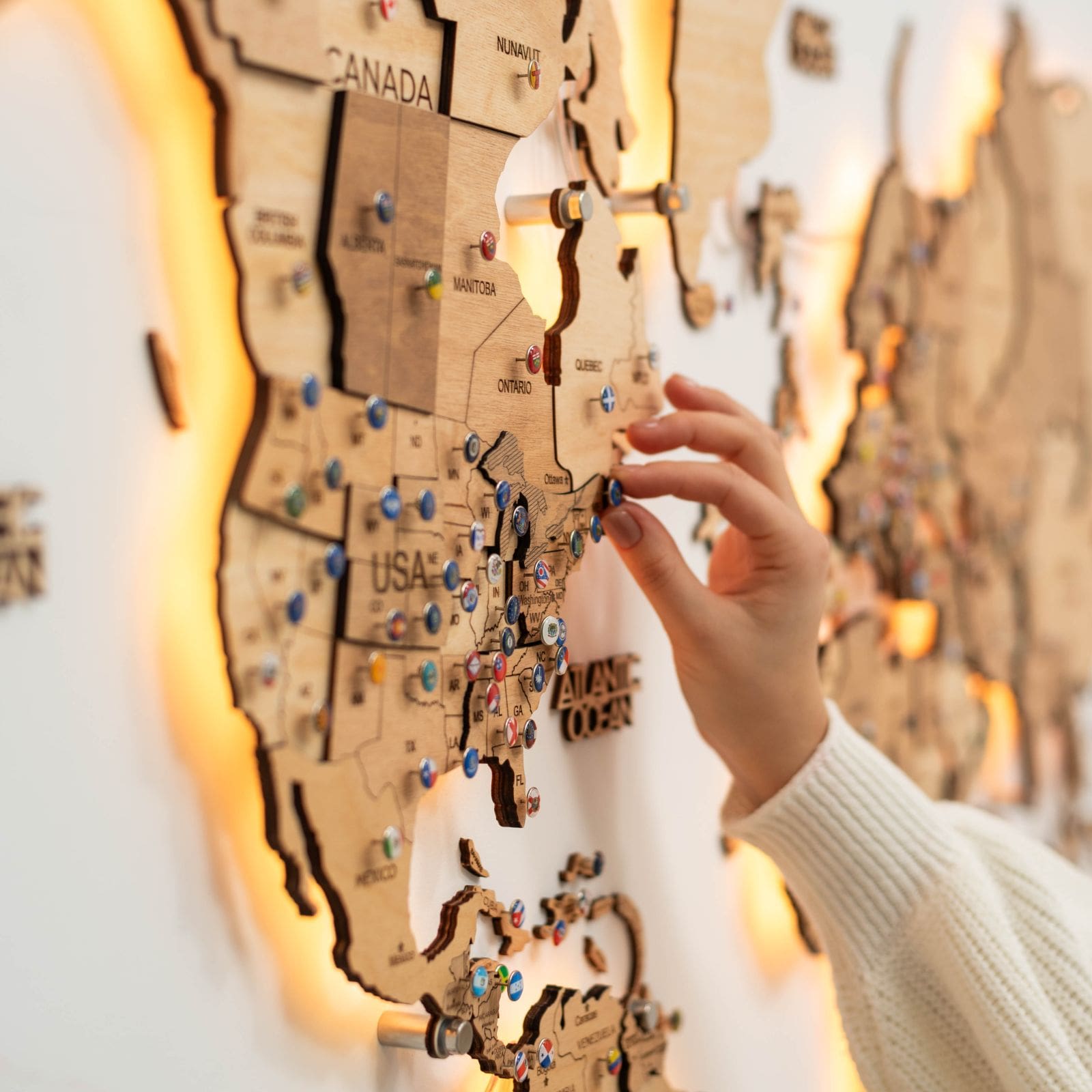 3D LED Wooden World Map 3.0 Light
